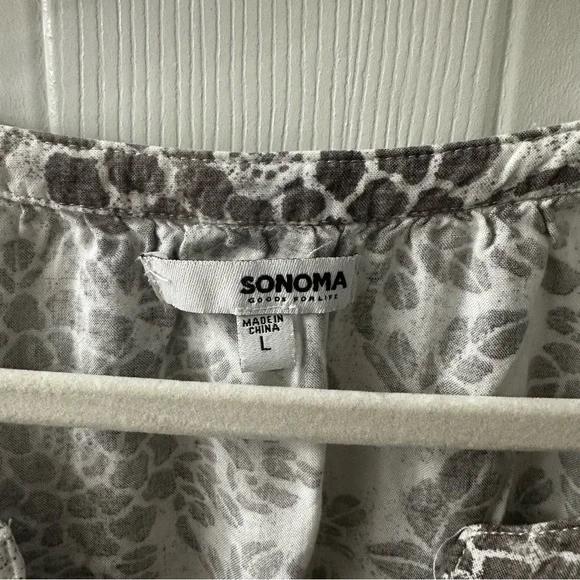 Sonoma Boho Floral Peasant Blouse L Rayon Split Neck Cottagecore Top - Picture 5 of 9